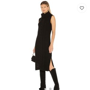 Who What Wear Black Cable knit Turtleneck Maxi Sleeveless Sweater Dress